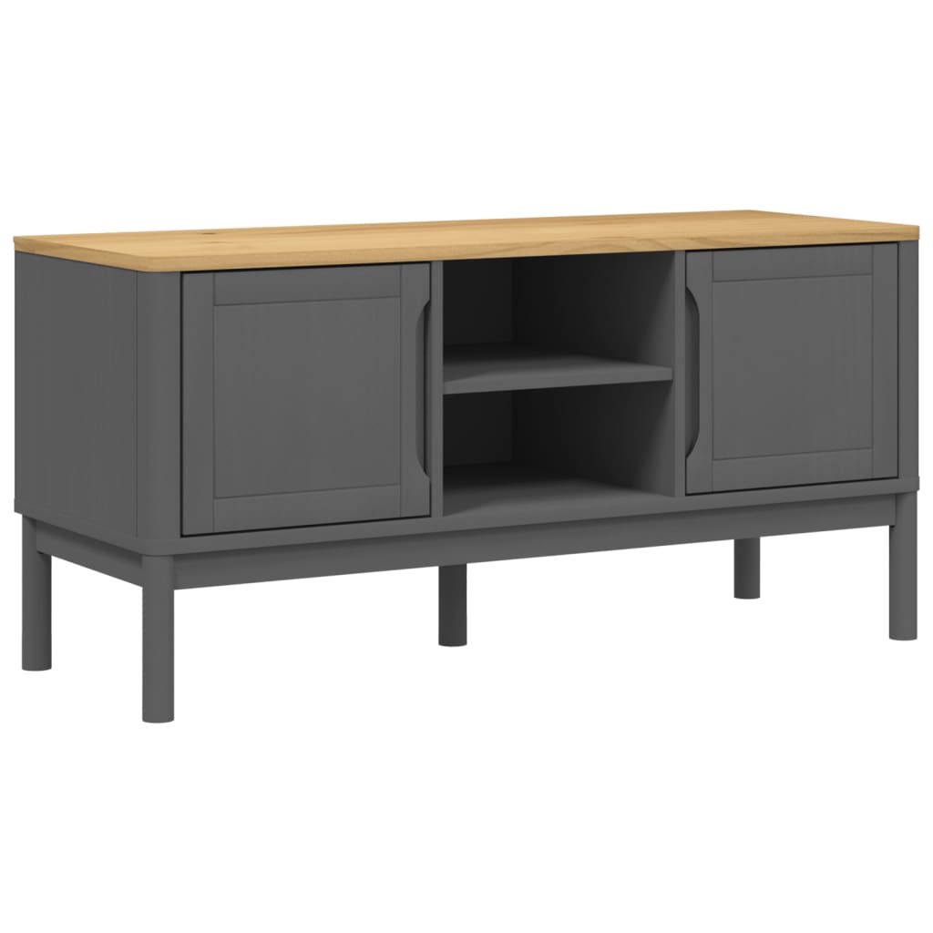 TV-Møbel Grå Tre TV-benk FLORO Grå 114x43x55 cm heltre furu