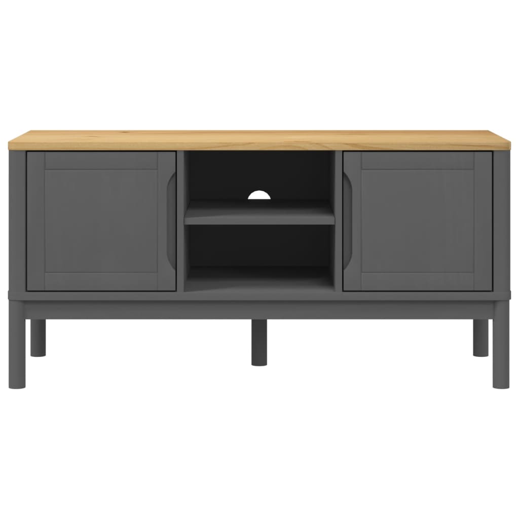 TV-Møbel Grå Tre TV-benk FLORO Grå 114x43x55 cm heltre furu