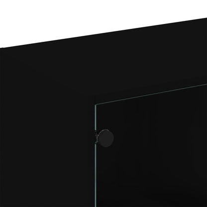 Bokhylle Svart med dører 136x37x109 cm