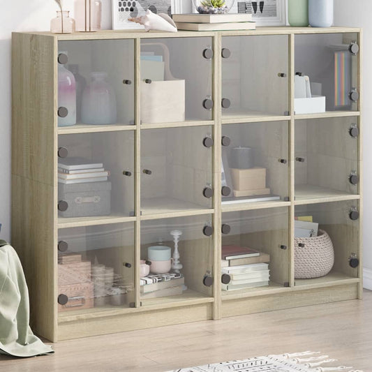 Bokhylle Sonoma Eik med dører 136x37x109 cm