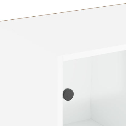 Bokhylle Hvit med dører 204x37x75 cm