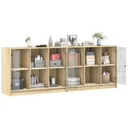 Bokhylle Sonoma Eik med dører 204x37x75 cm