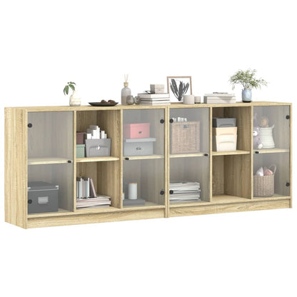 Bokhylle Sonoma Eik med dører 204x37x75 cm