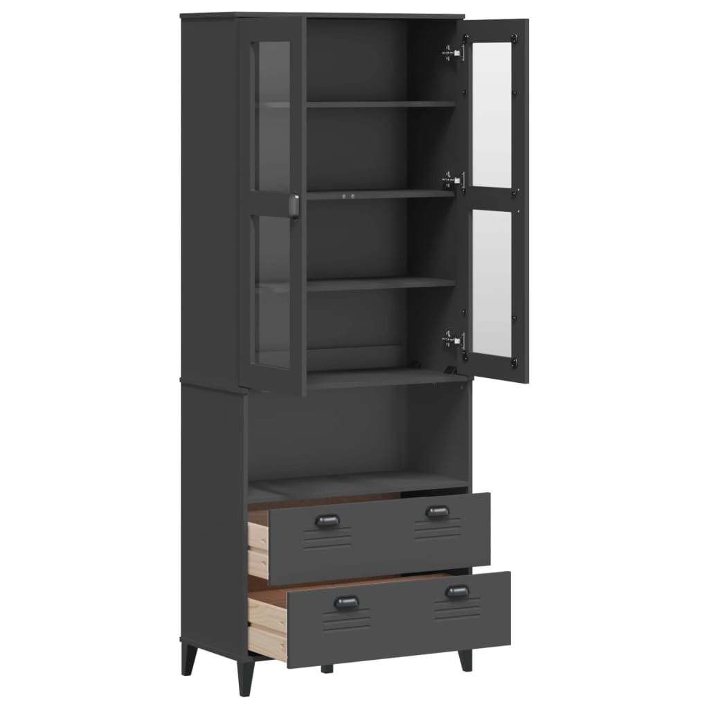 Skap Grå VIKEN antrasitt 80x40x200 cm heltre furu