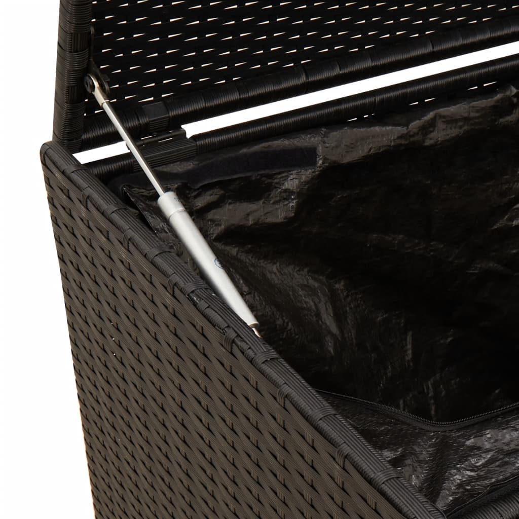 Putekasse Kunstrotting med hjul svart 283L cm polyrotting