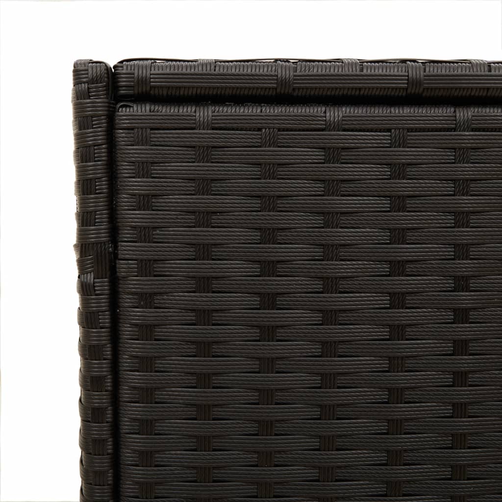 Putekasse Kunstrotting med hjul svart 283L cm polyrotting