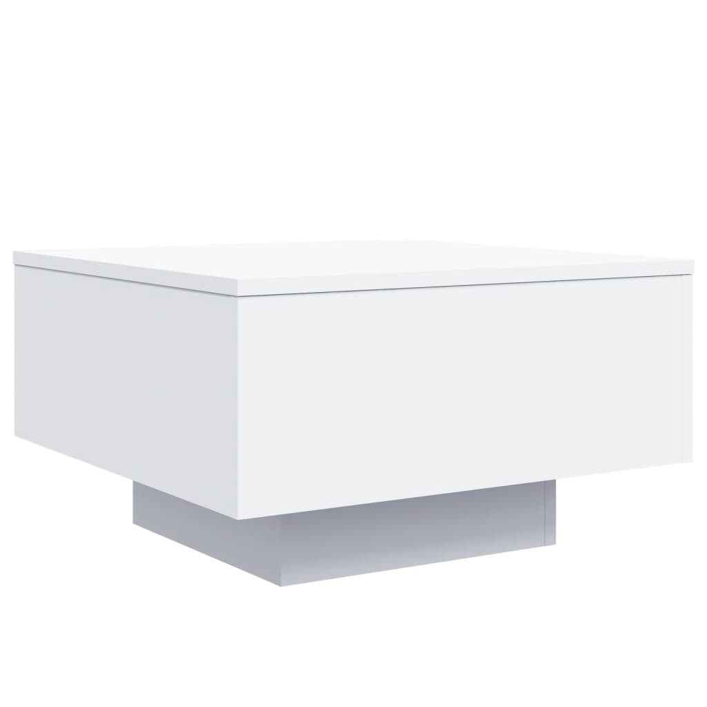 Salongbord Sofabord Hvit med LED-lys 55x55x31 cm