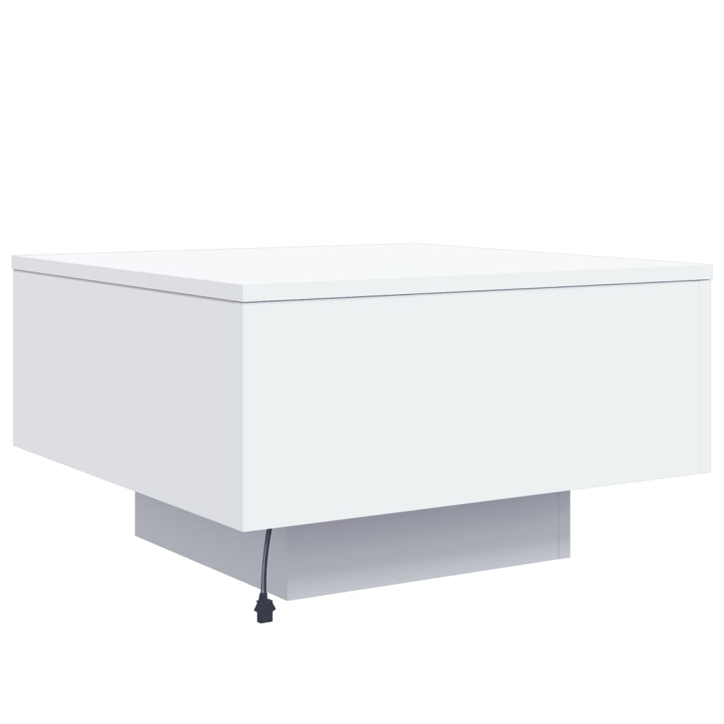 Salongbord Sofabord Hvit med LED-lys 55x55x31 cm
