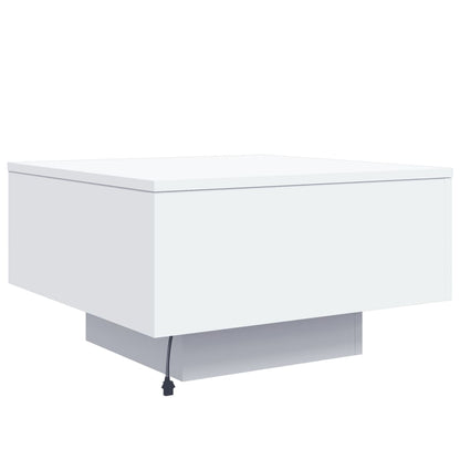 Salongbord Sofabord Hvit med LED-lys 55x55x31 cm
