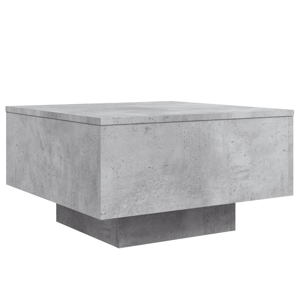 Salongbord Sofabord Betonggrå med LED-lys 55x55x31 cm