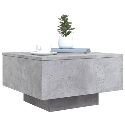 Salongbord Sofabord Betonggrå med LED-lys 55x55x31 cm