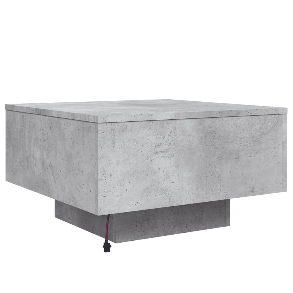 Salongbord Sofabord Betonggrå med LED-lys 55x55x31 cm