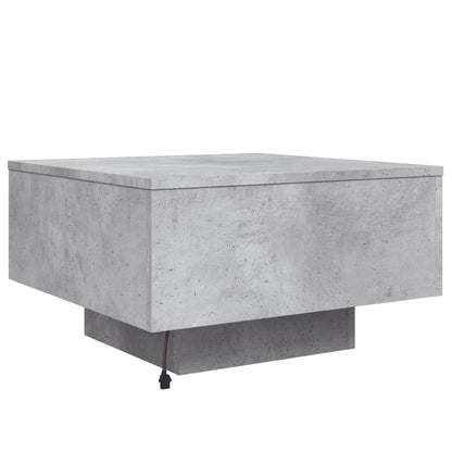 Salongbord Sofabord Betonggrå med LED-lys 55x55x31 cm