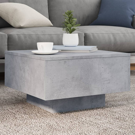 Salongbord Sofabord Betonggrå med LED-lys 55x55x31 cm
