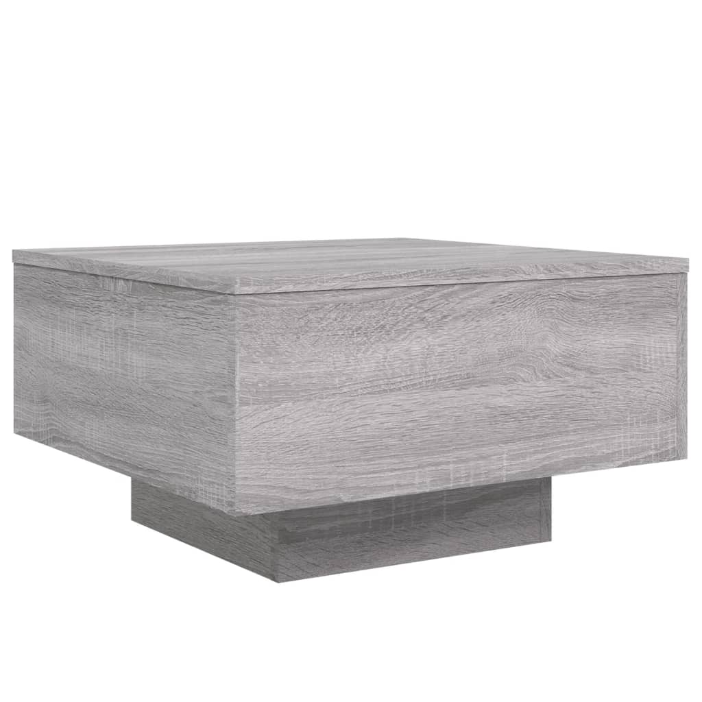 Salongbord Sofabord Sonoma Grå med LED-lys 55x55x31 cm
