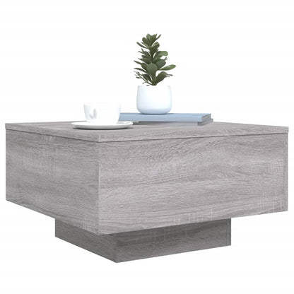 Salongbord Sofabord Sonoma Grå med LED-lys 55x55x31 cm