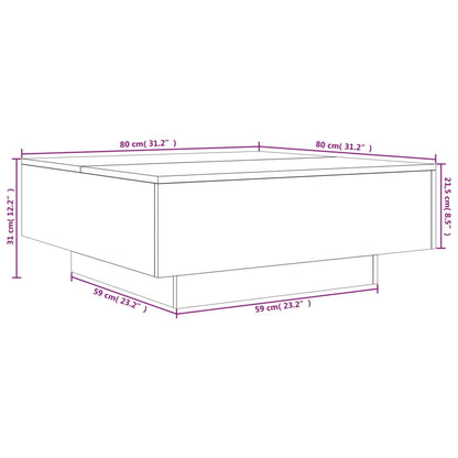 Salongbord Sofabord Røkt Eik 80x80x31 cm