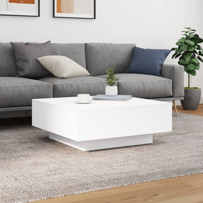 Salongbord Sofabord Hvit med LED-lys 80x80x31 cm