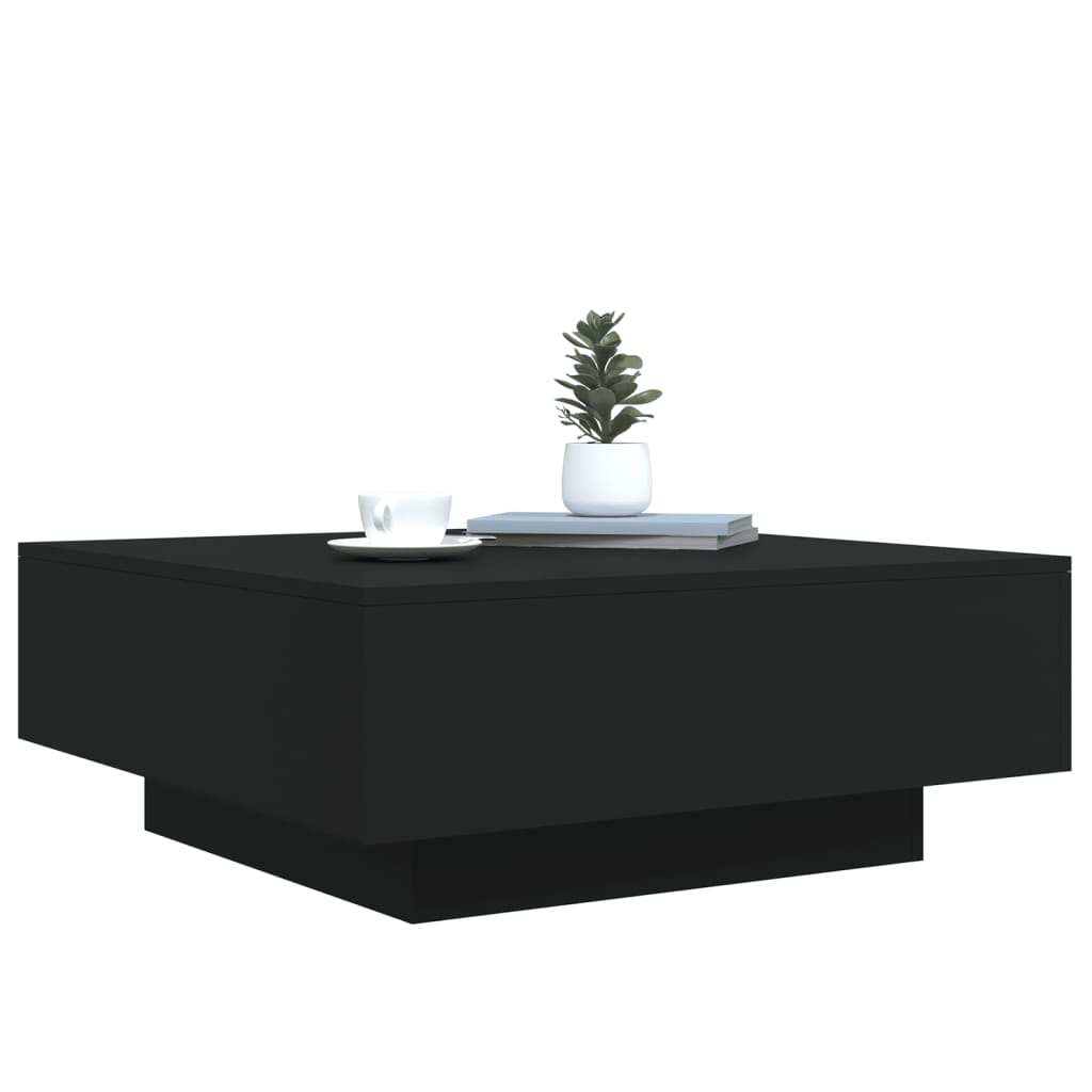 Salongbord Sofabord Svart med LED-lys 80x80x31 cm
