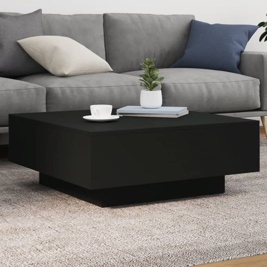 Salongbord Sofabord Svart med LED-lys 80x80x31 cm