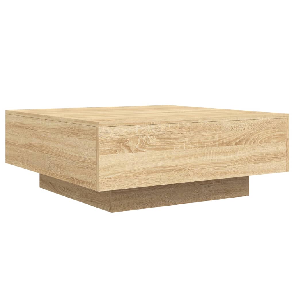 Salongbord Sofabord Sonoma Eik med LED-lys 80x80x31 cm