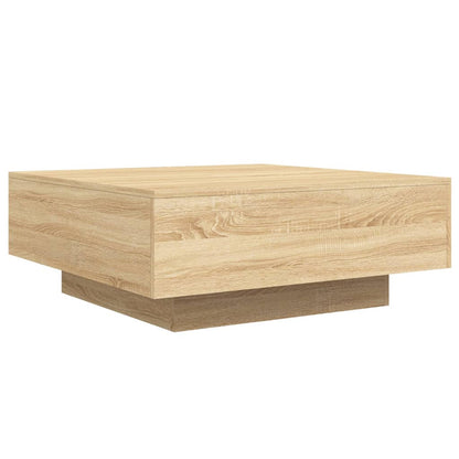 Salongbord Sofabord Sonoma Eik med LED-lys 80x80x31 cm