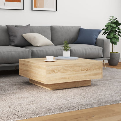 Salongbord Sofabord Sonoma Eik med LED-lys 80x80x31 cm