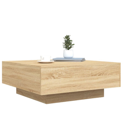 Salongbord Sofabord Sonoma Eik med LED-lys 80x80x31 cm