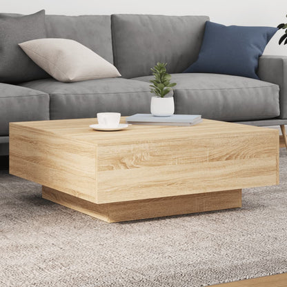 Salongbord Sofabord Sonoma Eik med LED-lys 80x80x31 cm