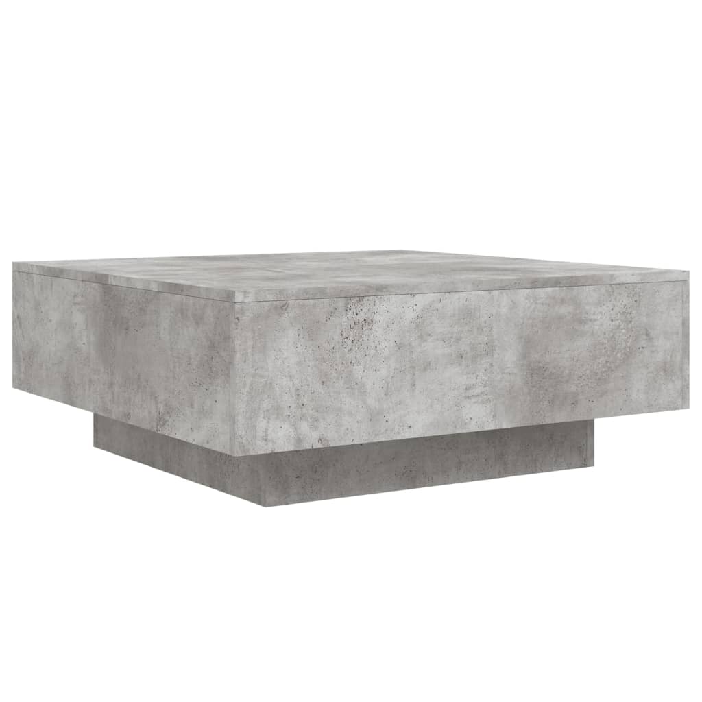 Salongbord Sofabord Betonggrå med LED-lys 80x80x31 cm