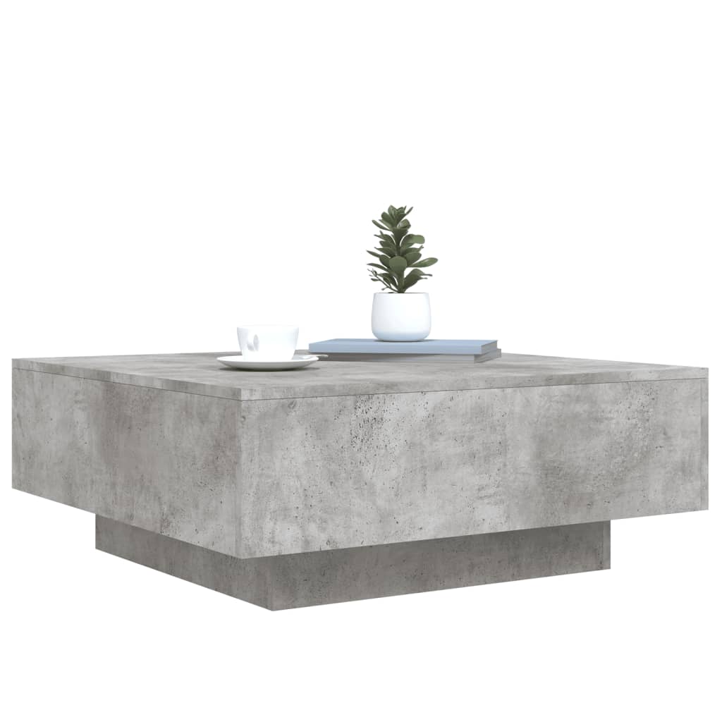 Salongbord Sofabord Betonggrå med LED-lys 80x80x31 cm