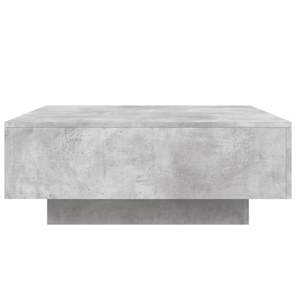 Salongbord Sofabord Betonggrå med LED-lys 80x80x31 cm