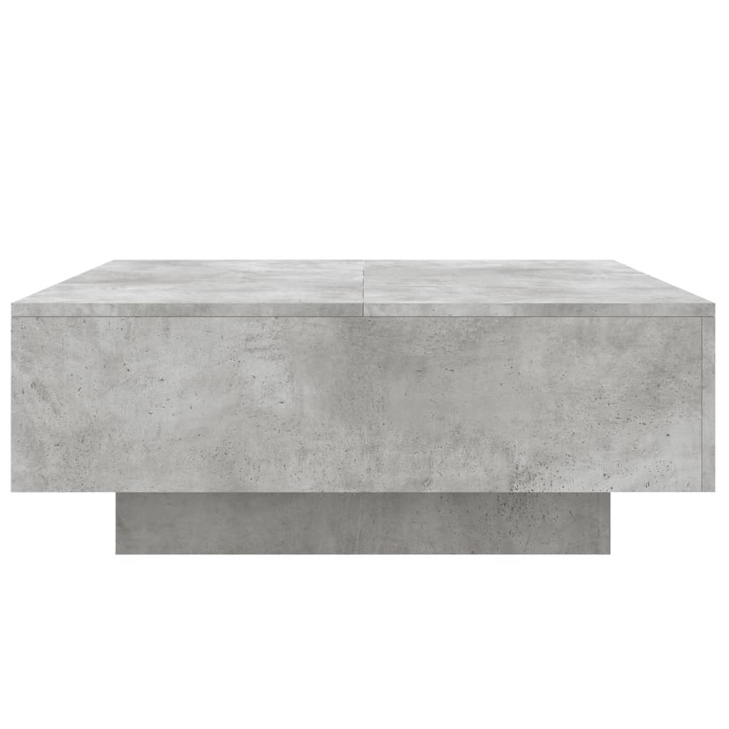Salongbord Sofabord Betonggrå med LED-lys 80x80x31 cm