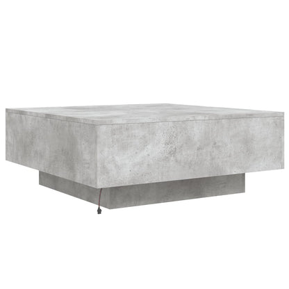 Salongbord Sofabord Betonggrå med LED-lys 80x80x31 cm