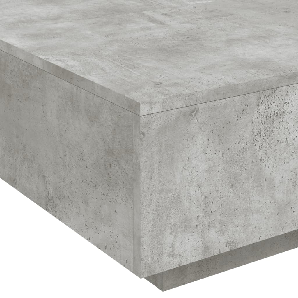 Salongbord Sofabord Betonggrå med LED-lys 80x80x31 cm