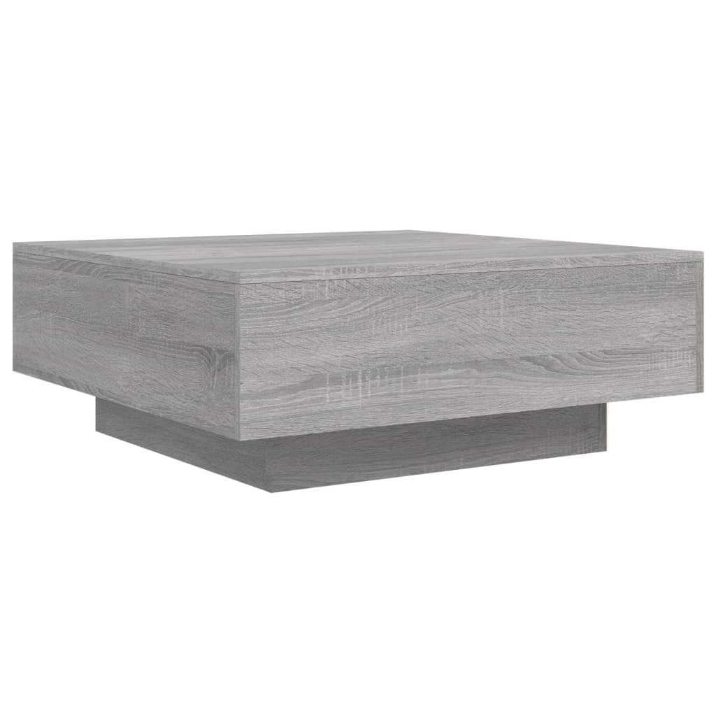 Salongbord Sofabord Sonoma Grå med LED-lys 80x80x31 cm
