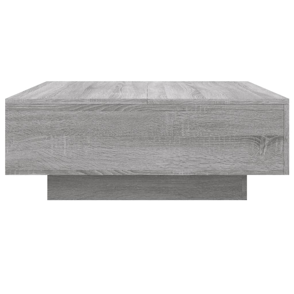 Salongbord Sofabord Sonoma Grå med LED-lys 80x80x31 cm