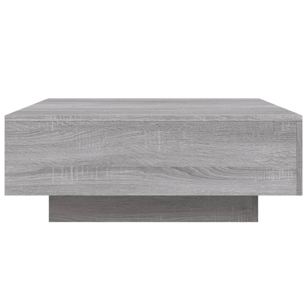 Salongbord Sofabord Sonoma Grå med LED-lys 80x80x31 cm