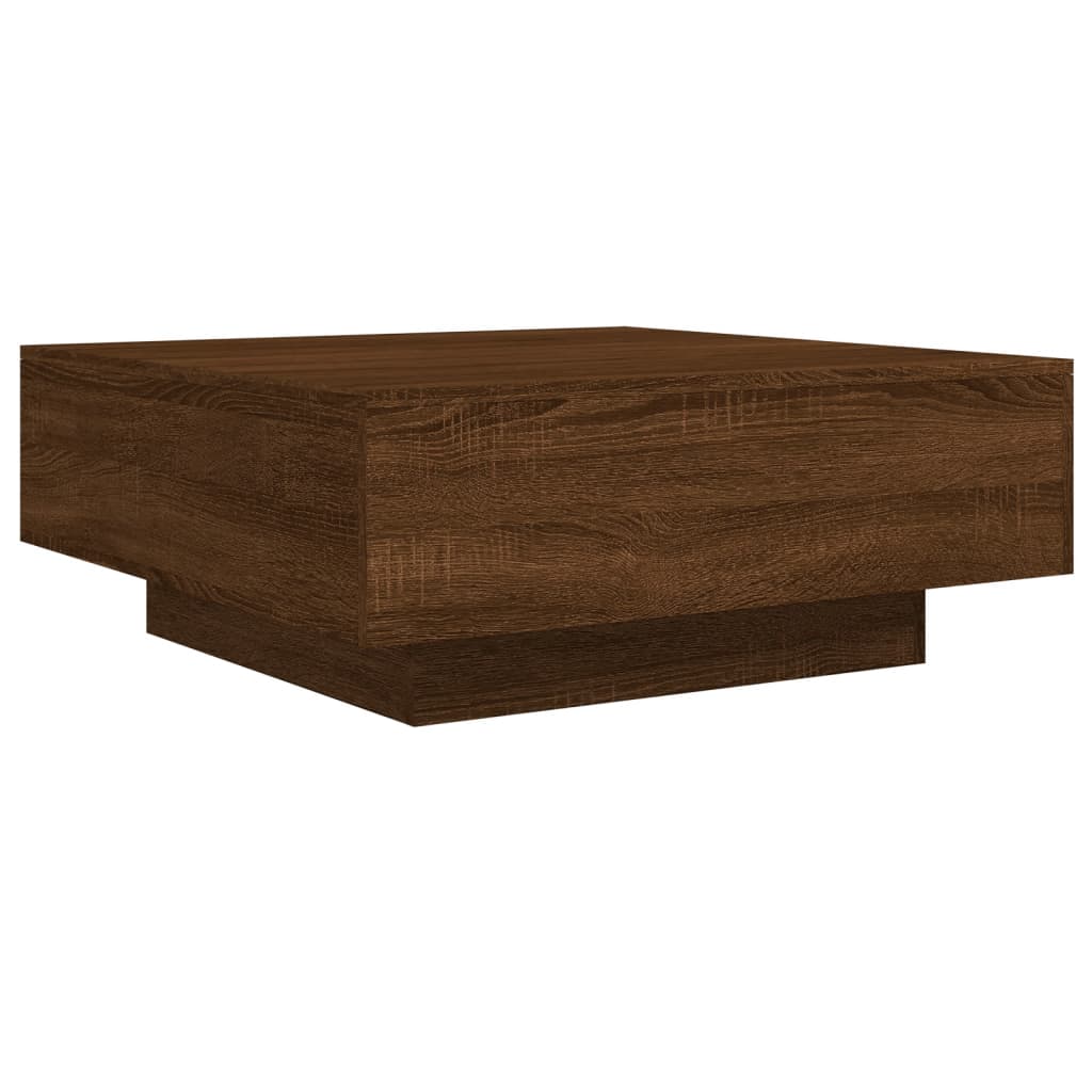 Salongbord Sofabord Brun Eik med LED-lys 80x80x31 cm