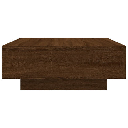 Salongbord Sofabord Brun Eik med LED-lys 80x80x31 cm