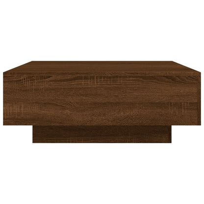 Salongbord Sofabord Brun Eik med LED-lys 80x80x31 cm
