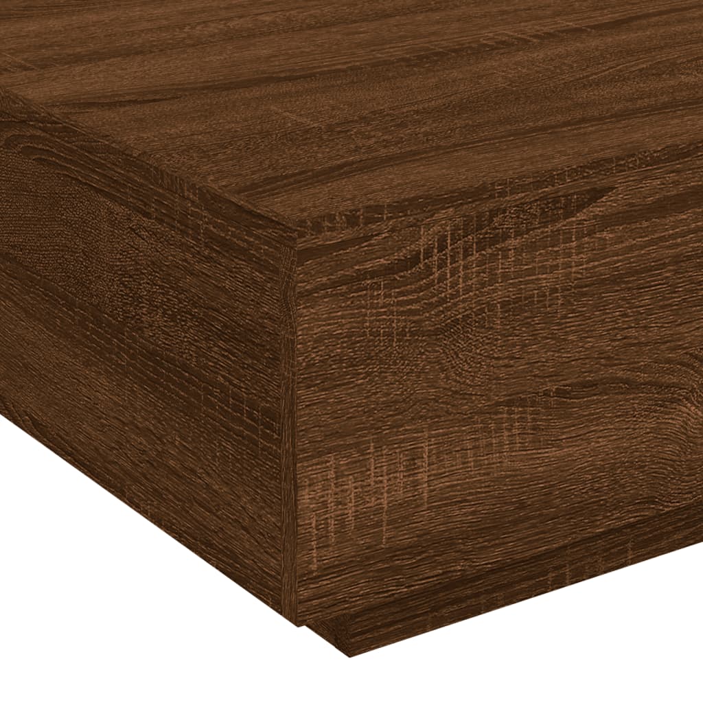 Salongbord Sofabord Brun Eik med LED-lys 80x80x31 cm