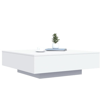 Salongbord Sofabord Hvit med LED-lys 100x100x31 cm