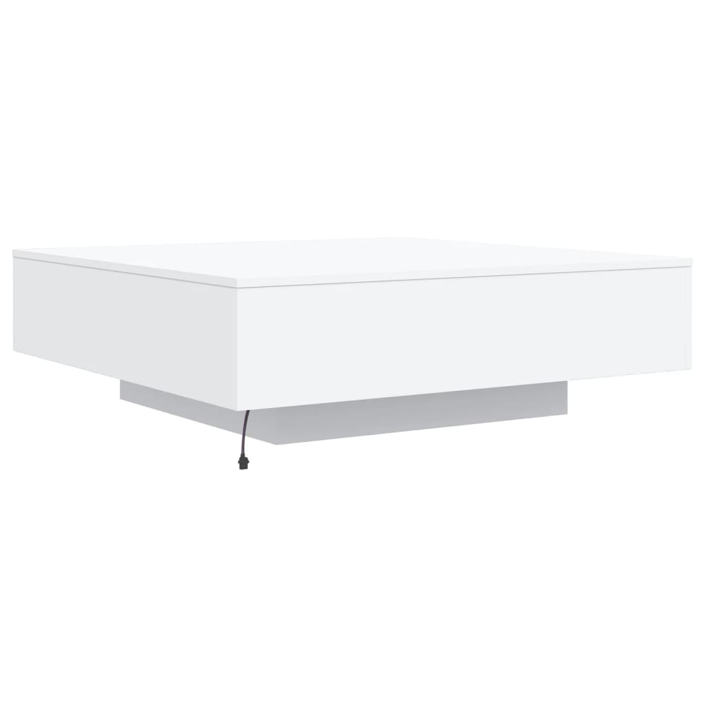 Salongbord Sofabord Hvit med LED-lys 100x100x31 cm