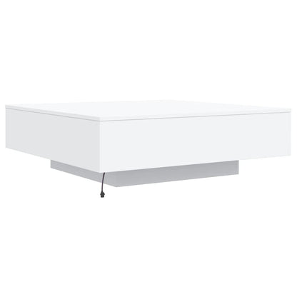 Salongbord Sofabord Hvit med LED-lys 100x100x31 cm