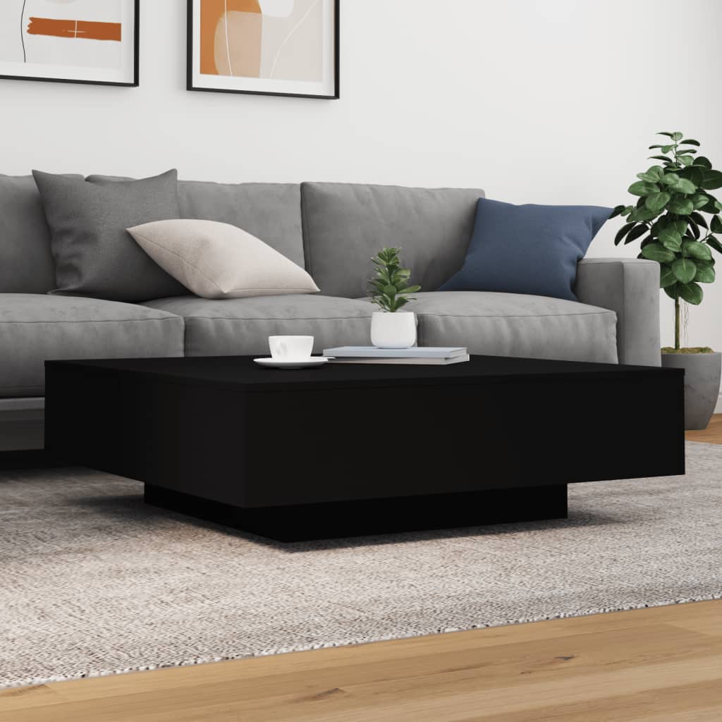 Salongbord Sofabord Svart med LED-lys 100x100x31 cm