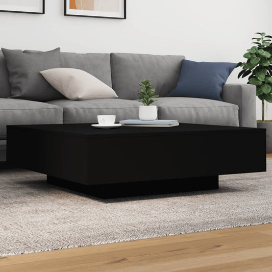 Salongbord Sofabord Svart med LED-lys 100x100x31 cm