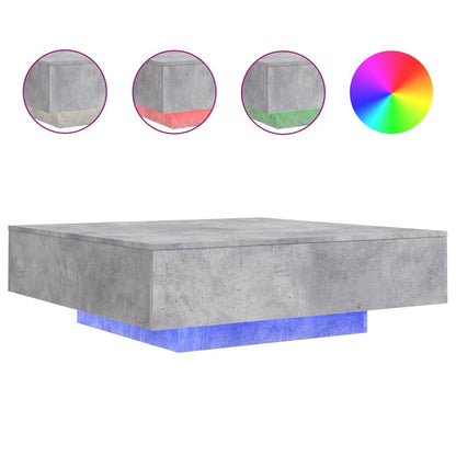 Salongbord Sofabord Betonggrå med LED-lys 100x100x31 cm