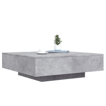 Salongbord Sofabord Betonggrå med LED-lys 100x100x31 cm