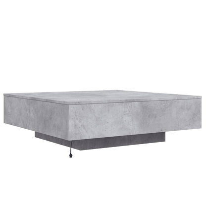 Salongbord Sofabord Betonggrå med LED-lys 100x100x31 cm